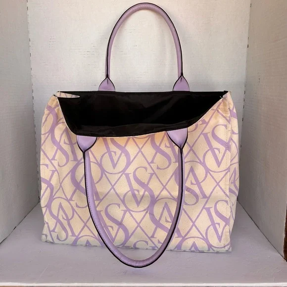 Victoria's Secret Purple and Beige Tote Bag  Lavender & Vanilla - Picture 3 of 7